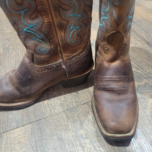 Justin Leather Western Cowboy Boots - Picture 12 of 16